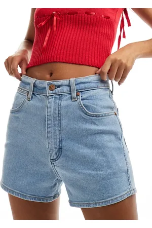 Wrangler High waist festival denim shorts in light