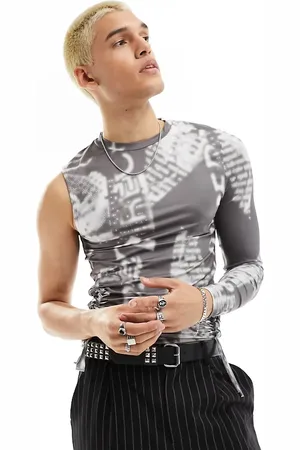 Reclaimed Asymmetric cut out top in rave print