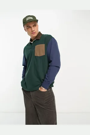 Abercrombie & Fitch Oversized colour block rugby polo in dark