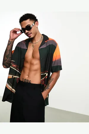 ASOS Relaxed revere shirt with longer sleeve with placement print