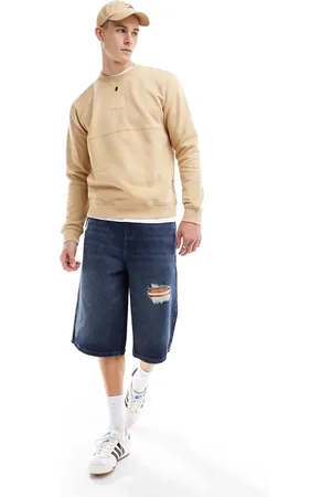 Tommy Hilfiger Regular tonal flag logo crew neck sweatshirt in sand