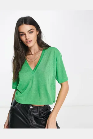 ASOS V neck t-shirt in texture in bright