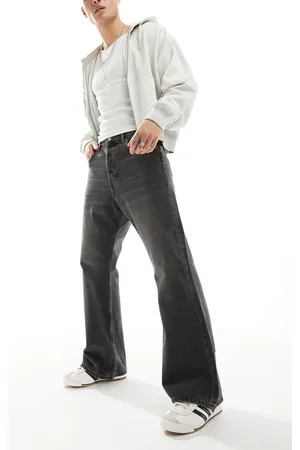 Weekday Time loose fit bootcut jeans in anthracite