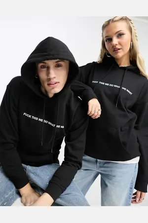 COLLUSION Unisex do what we want slogan hoodie in black
