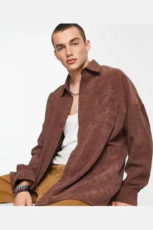 COLLUSION Oversized cord shirt in chocolate