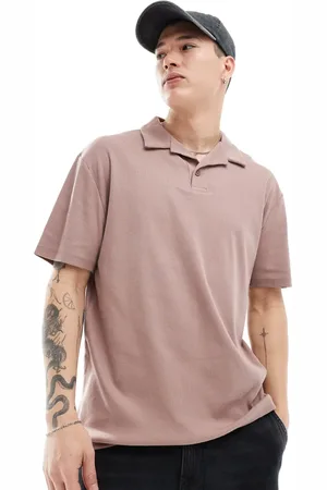 ASOS Relaxed rib revere polo in pink