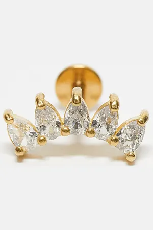 Kingsley Ryan Crystal curved labret piercing earring in plated