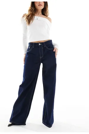 Bershka Baggy wide leg jeans in indigo