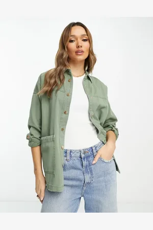 River Island Drop pocket overshirt in khaki