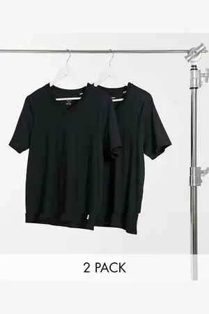 JACK & JONES Essentials 2 pack slim fit v-neck t-shirt in