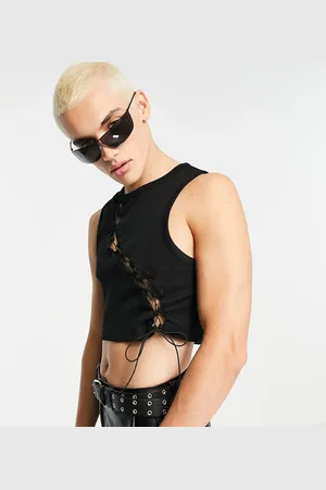 COLLUSION Rib vest with channel detail in