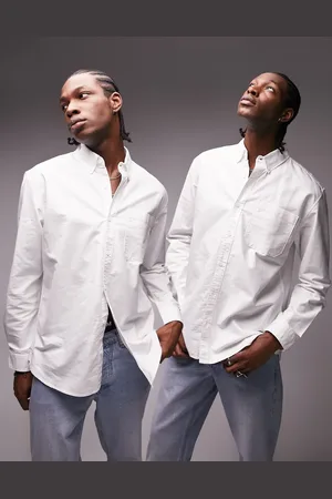 Topman Long sleeve relaxed 2 pack oxford shirt in