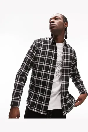 Topman Brushed flannel check shirt in