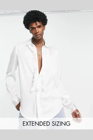 ASOS Satin shirt with ruffle front in
