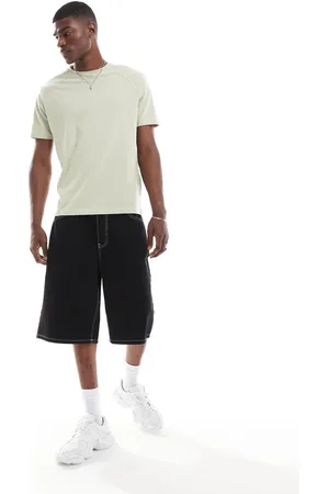 Another Influence Contrast stitch t-shirt in sage