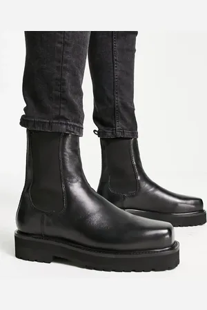 ASRA Cacti square toe high shaft chelsea boots in leather