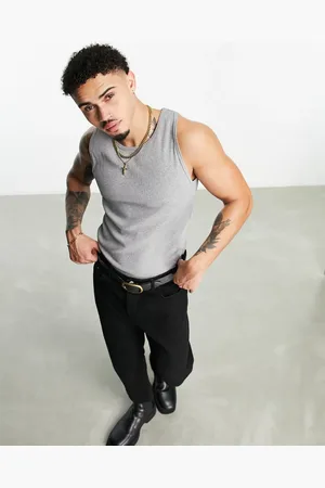 ASOS Muscle fit rib vest in marl