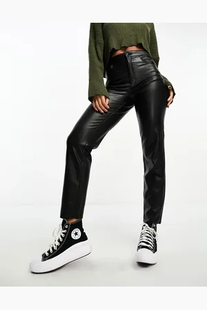 VERO MODA Leather look cigarette trouser in