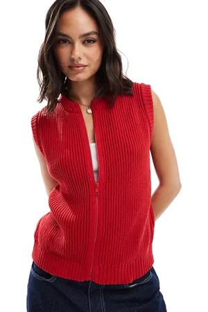 ASOS Knitted zip up tank top in