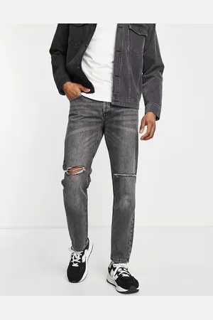 JACK & JONES Intelligence Mike straight fit jean in washed with knee rips