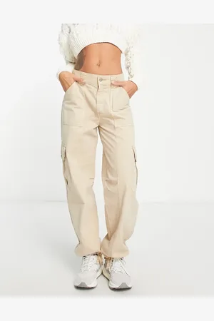 Pull&Bear Cargo trouser with adjustable cuff in beige