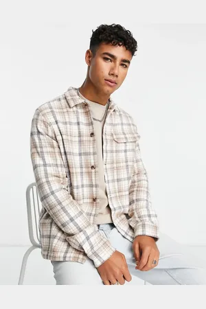 New Look Check overshirt in off