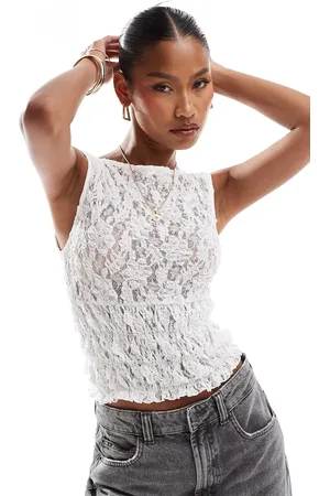 ASOS Lace shirred tank top in