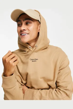 Calvin Klein Stacked logo hoodie in camel