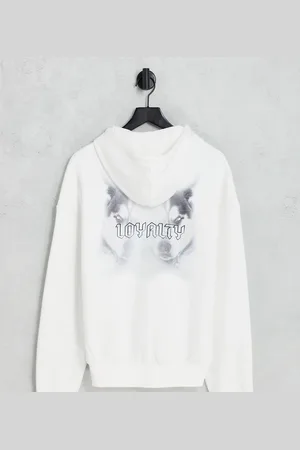 ADPT. Washed oversized hoodie with wolf back print in