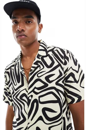 Another Influence Short sleeve printed revere collar shirt in