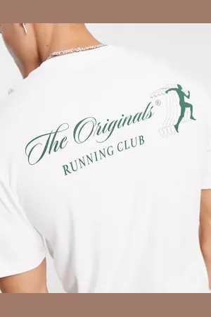 JACK & JONES Originals oversized t-shirt with run club back print in white