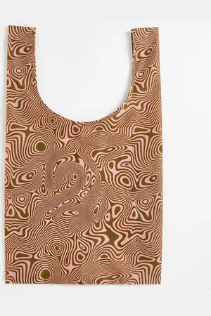 Baggu Nylon shopper tote bag in salmon swirl print