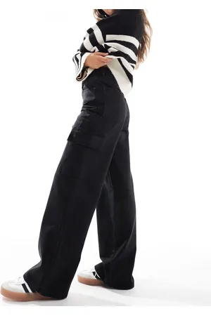ONLY Hope super high waist wide fit cargo jeans in washed