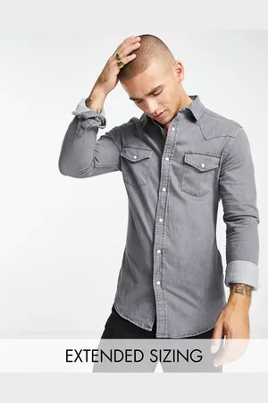 ASOS Skinny fit western denim shirt in washed black