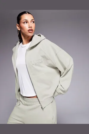ASOS Weekend Collective heavyweight zip through hoodie co-ord in washed sage