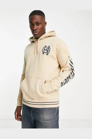Hollister Ligature logo hoodie in tan