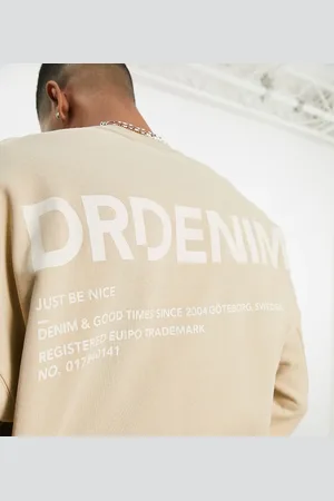 Dr Denim Justus sweatshirt with back print branding in beige Exclusive to ASOS