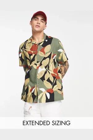 ASOS Relaxed revere linen mix shirt in abstract print