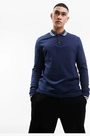 ASOS Long sleeve tipped pique polo shirt in