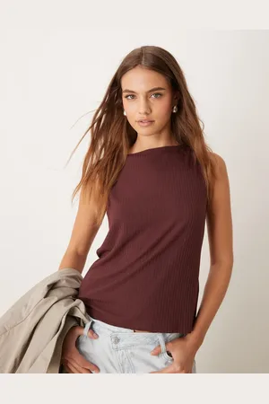 Abercrombie & Fitch Slash neck ribbed top in