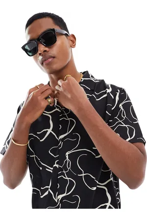 Another Influence Short sleeve printed revere collar shirt in
