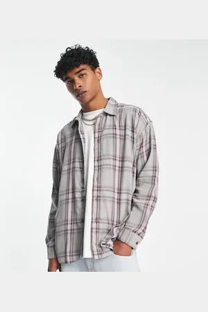 COLLUSION Oversized check shirt in light grey