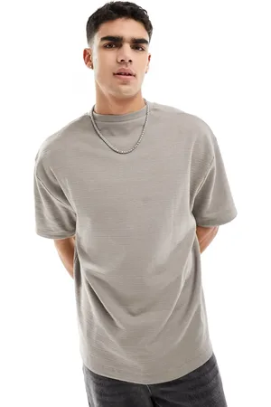 ASOS Crew neck t-shirt with texture in grey