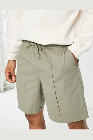 New Look Relaxed fit pull on shorts with pintuck in dark khaki