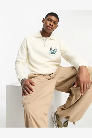 Farah Hoffman 1/4 zip sweatshirt in off with back print