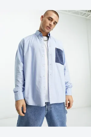 HUGO BOSS Lambey relaxed fit long sleeve shirt in with contrast pocket