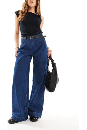 ASOS Wide leg jean with belt in rinse