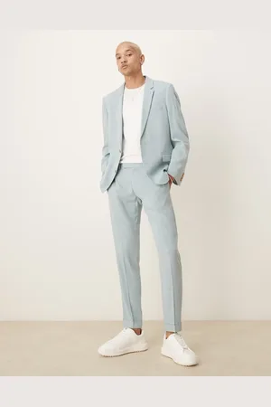 ASOS Skinny suit trousers with linen in light microtexture