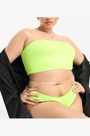 COLLUSION Plus textured bandeau bikini top in neon