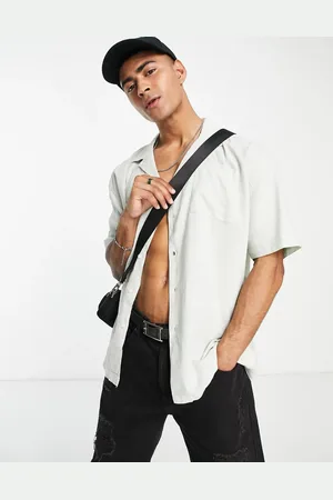 New Look Oversized short sleeve linen mix shirt in light